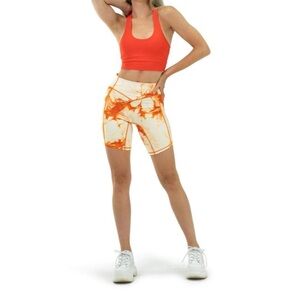Balance Athletics Cloud Marble Orange Biker Shorts High Rise
